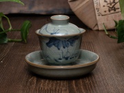 Гайвань "Лотосовый пруд", керамика фанггу и роспись цинхуа, 120мл.
