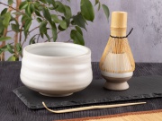 Набор для чая матча, керамика жу яо и бамбук, серый
