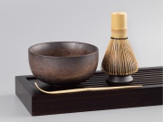 Набор для чая матча, керамика цзянь чжань и бамбук, черный