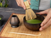 Набор для чая матча, керамика цзянь чжань и бамбук, черный
