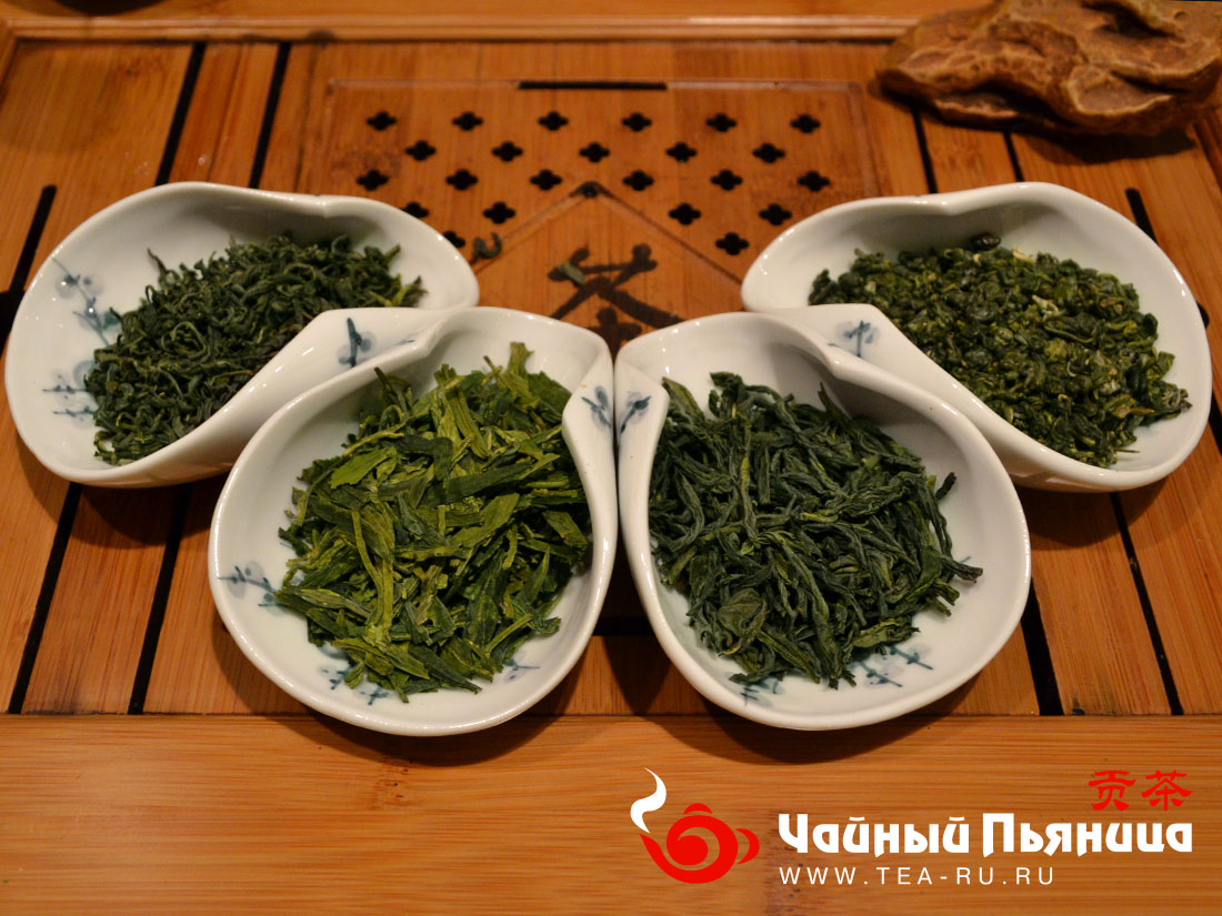 Пример разнообразия зеленых чаев.