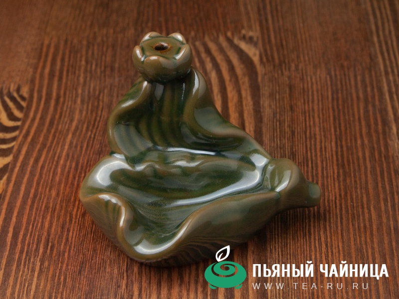 Курильница стелющихся благовоний "Зелёный лист", керамика