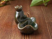 Курильница стелющихся благовоний "Зелёный лист", керамика