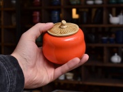 Чайница "Спелая хурма", керамика, 300мл.