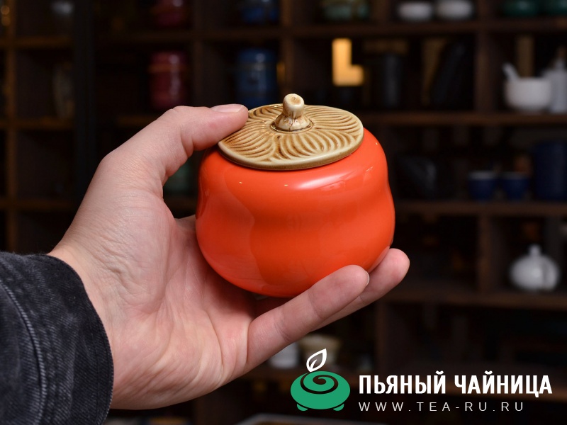 Чайница "Спелая хурма", керамика, 300мл.