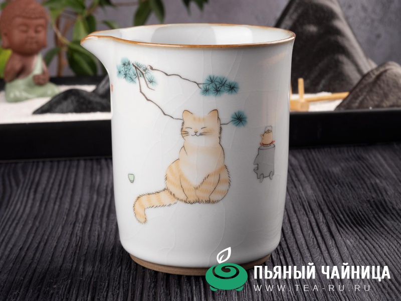Чахай "Котик варит чай", керамика жу яо, 280мл.