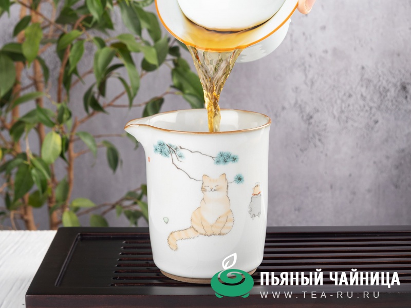 Чахай "Котик варит чай", керамика жу яо, 280мл.