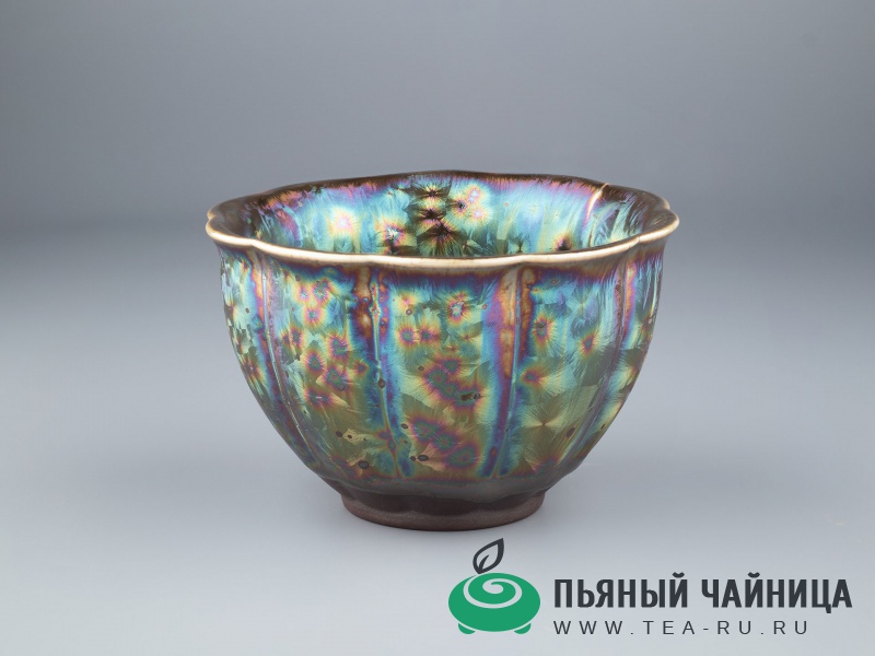 Пиала "Перламутровый цветок", керамика цзянь чжань, 175мл.